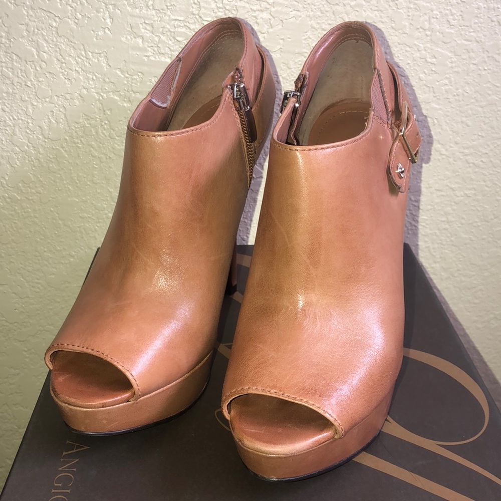Peep toe pump booties